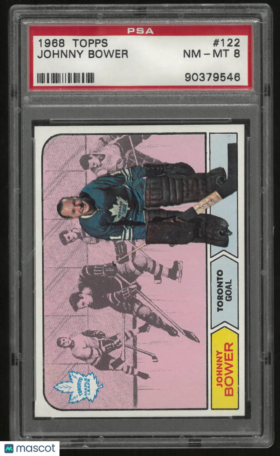 1968 Topps Hockey Johnny Bower PSA 8