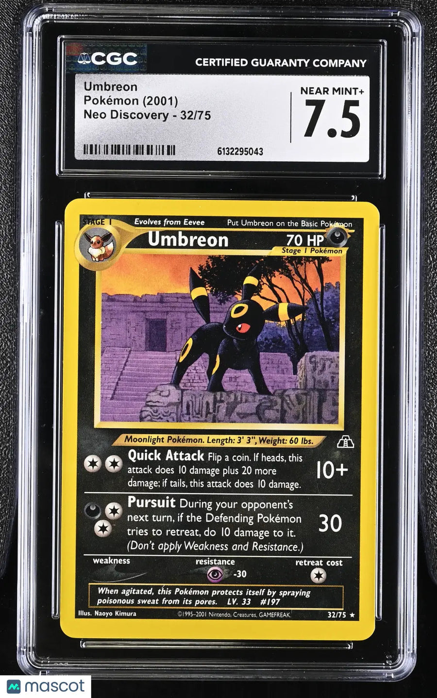 2001 Pokemon Neo Discovery Umbreon CGC 7.5 #32/75