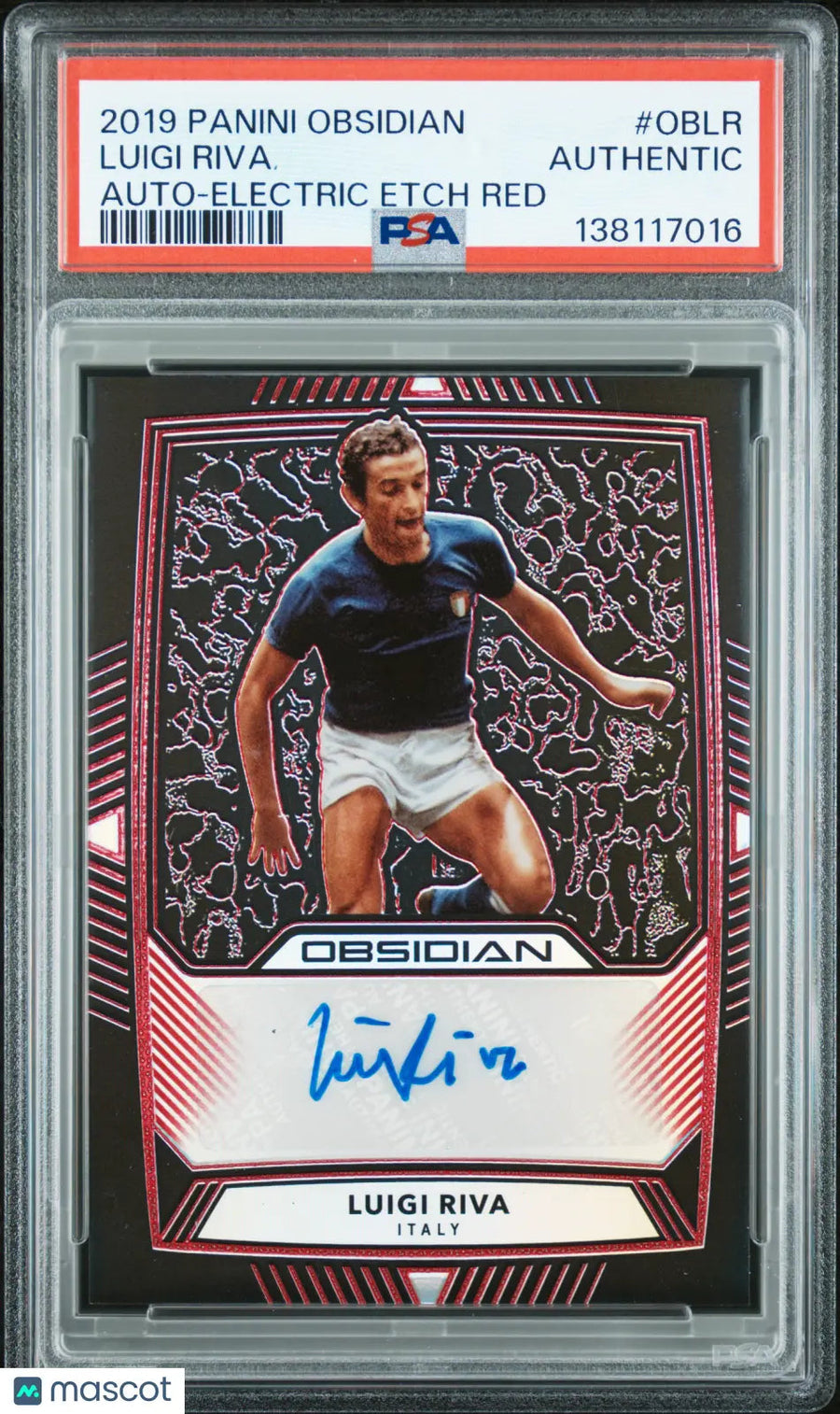 2019 Obsidian Soccer Auto Luigi Riva Electric Etch Red PSA Authentic