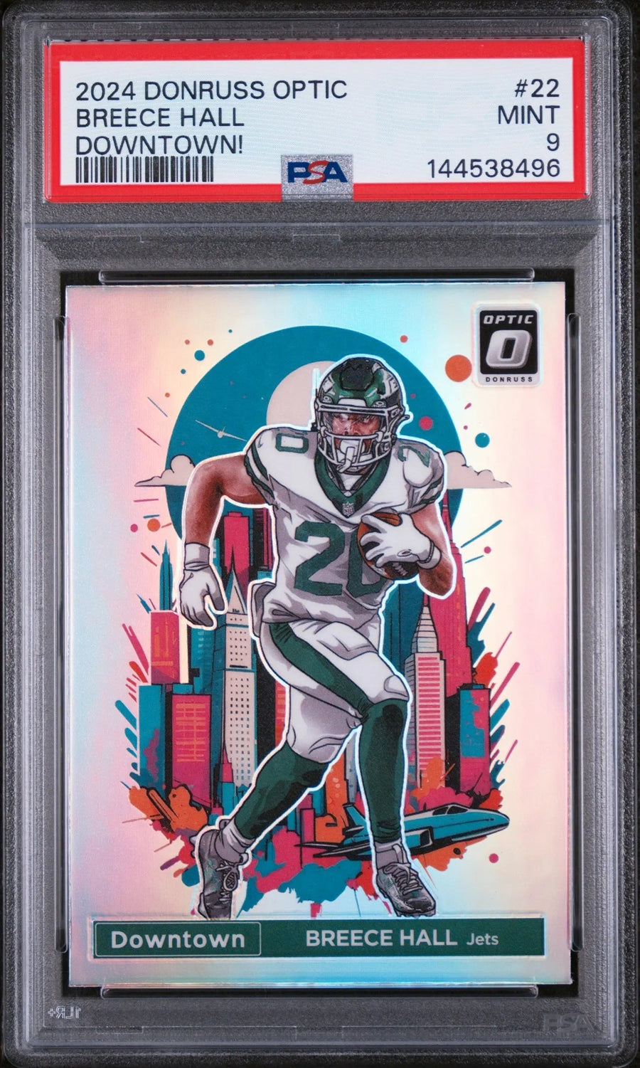 2024 Panini Donruss Optic Downtown! Breece Hall PSA 9