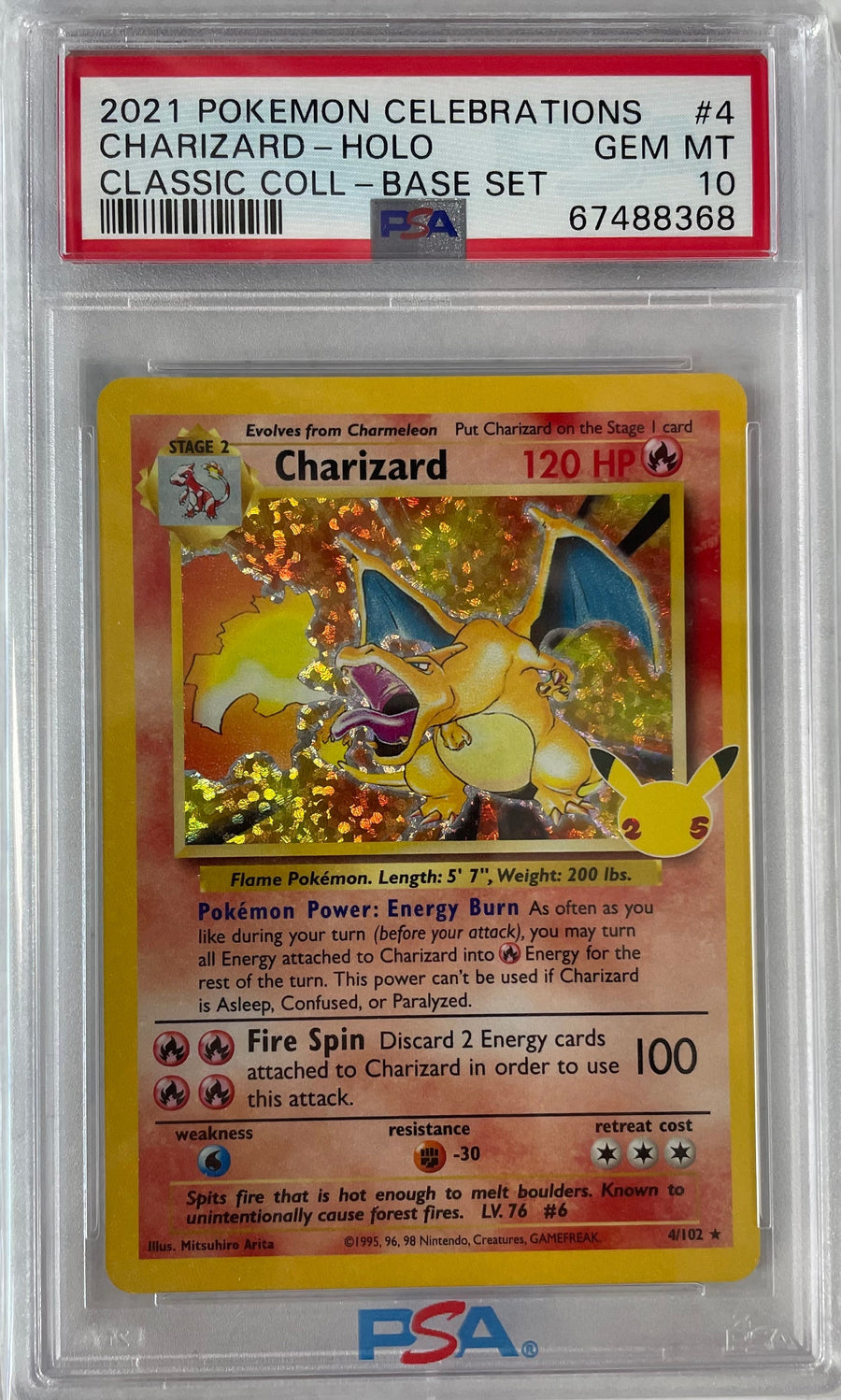 2021 POKEMON CELEBRATIONS CHARIZARD - HOLO #4 PSA 10