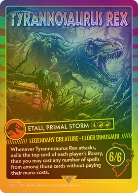 Etali, Primal Storm (SLD-1389★) - Secret Lair Drop / Tyrannosaurus Rex (Borderless) Foil