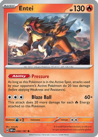 Entei 30 Sv03 Obsidian Flames Reverse Holofoil