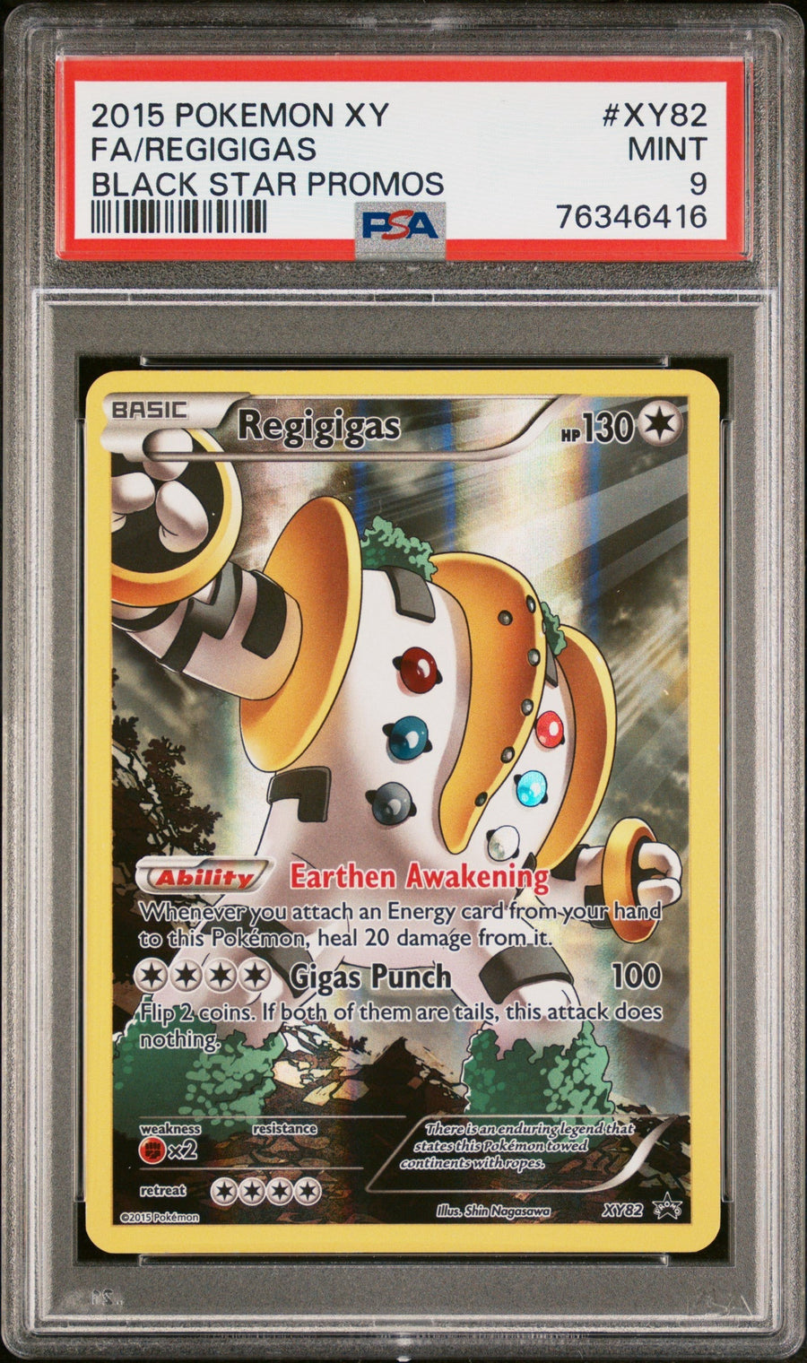2015 POKEMON XY BLACK STAR PROMOS #XY82 FA/REGIGIGAS BLACK STAR PROMOS PSA 9