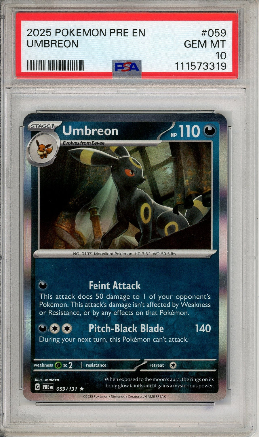 Pokemon Graded: Umbreon 59/131 Prismatic Evolutions (2025) Holo PSA 10