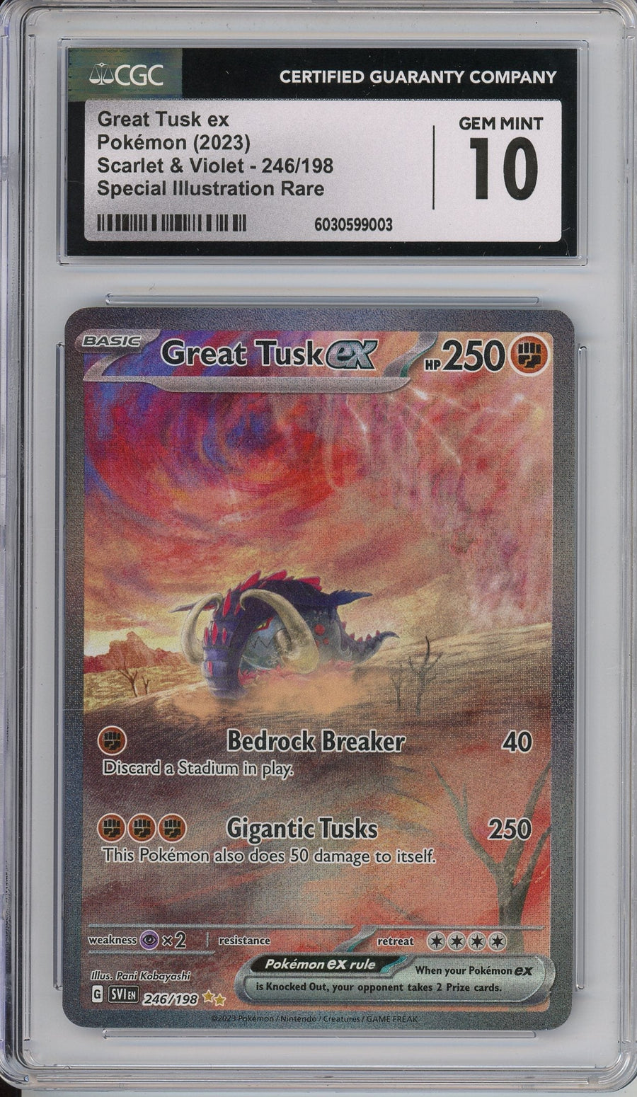 Pokemon Graded: Great Tusk ex 246/198 Scarlet & Violet (2023) SIR Holo CGC 10
