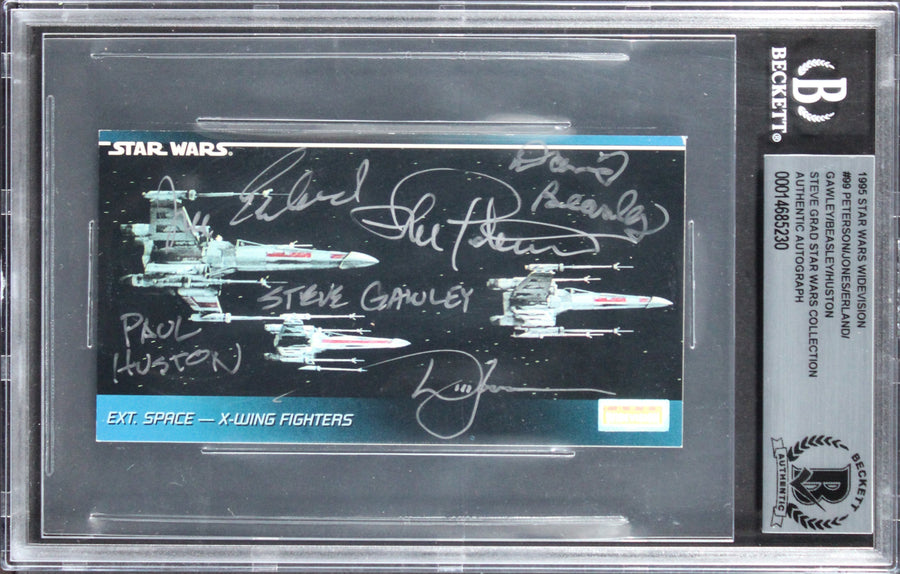 (6) Peterson, Beasley +4 Signed 1995 Star Wars Widevision #99 Card BAS Slabbed