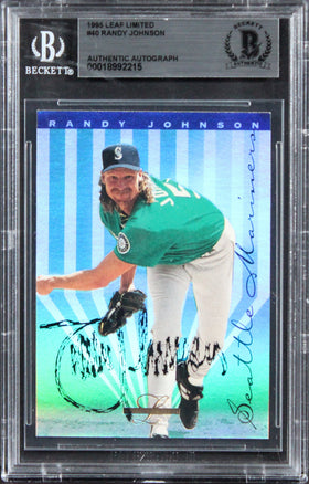 Mariners Randy Johnson Authentic Signed 1995 Leaf Limited #40 Card BAS Slabbed