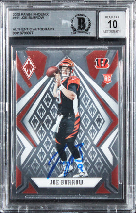 Bengals Joe Burrow Signed 2020 Panini Phoenix #101 Card Auto GM 10! BAS Slabbed